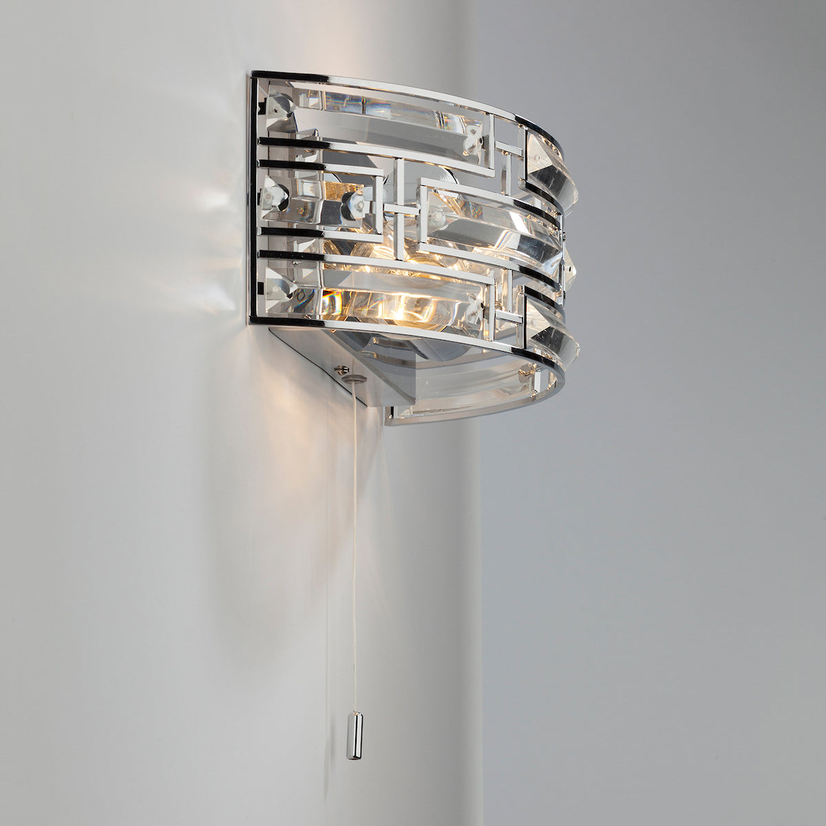 Seville 2 Light Wall Light Crystal Polished Chrome<br>Polished Chrome