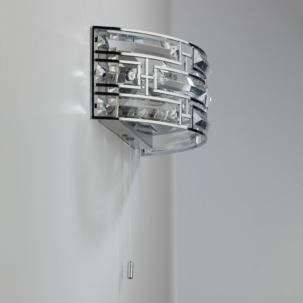 Seville 2 Light Wall Light Crystal Polished Chrome<br>Polished Chrome