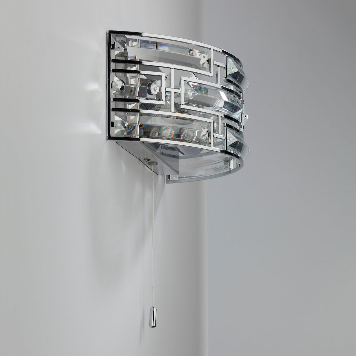 Seville 2 Light Wall Light Crystal Polished Chrome<br>Polished Chrome