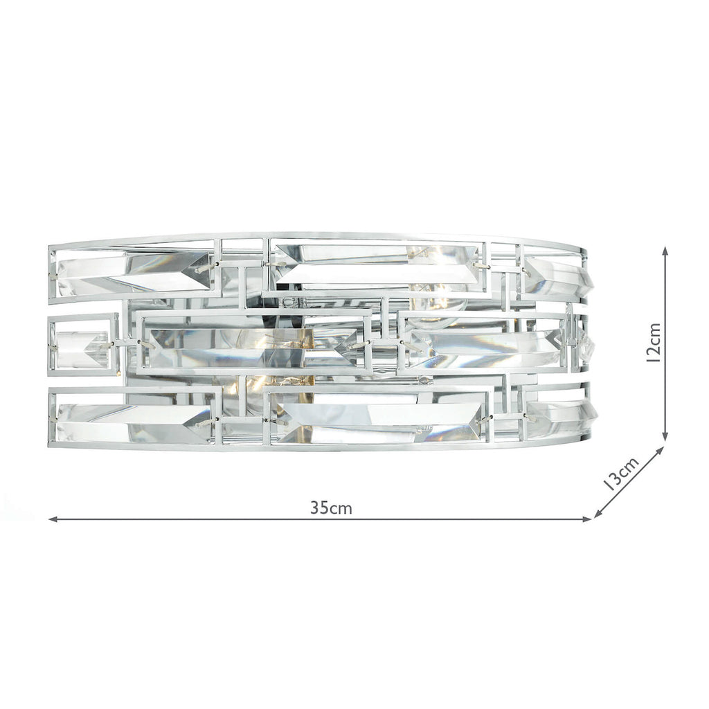 Seville 2 Light Wall Light Crystal Polished Chrome<br>Polished Chrome