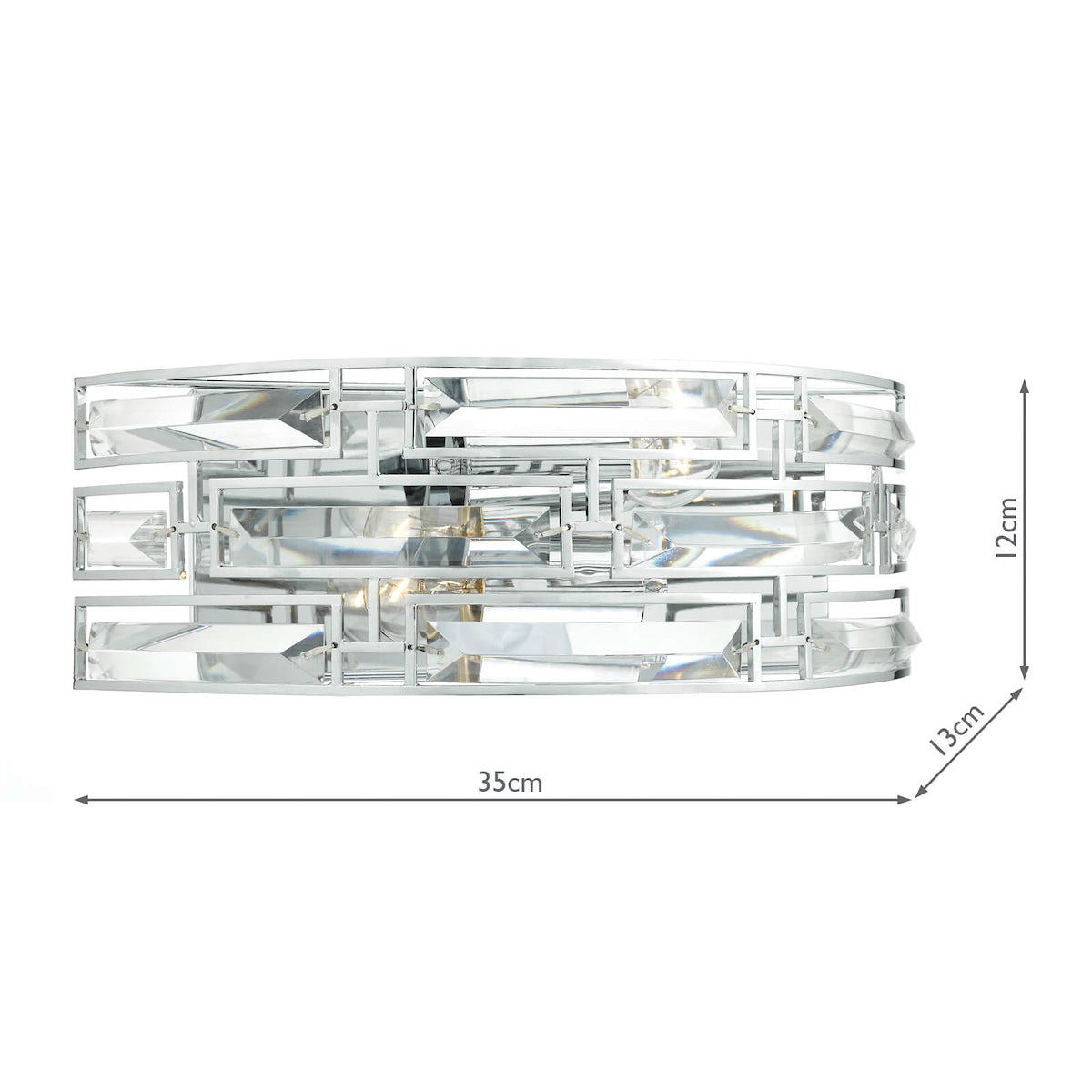 Seville 2 Light Wall Light Crystal Polished Chrome<br>Polished Chrome