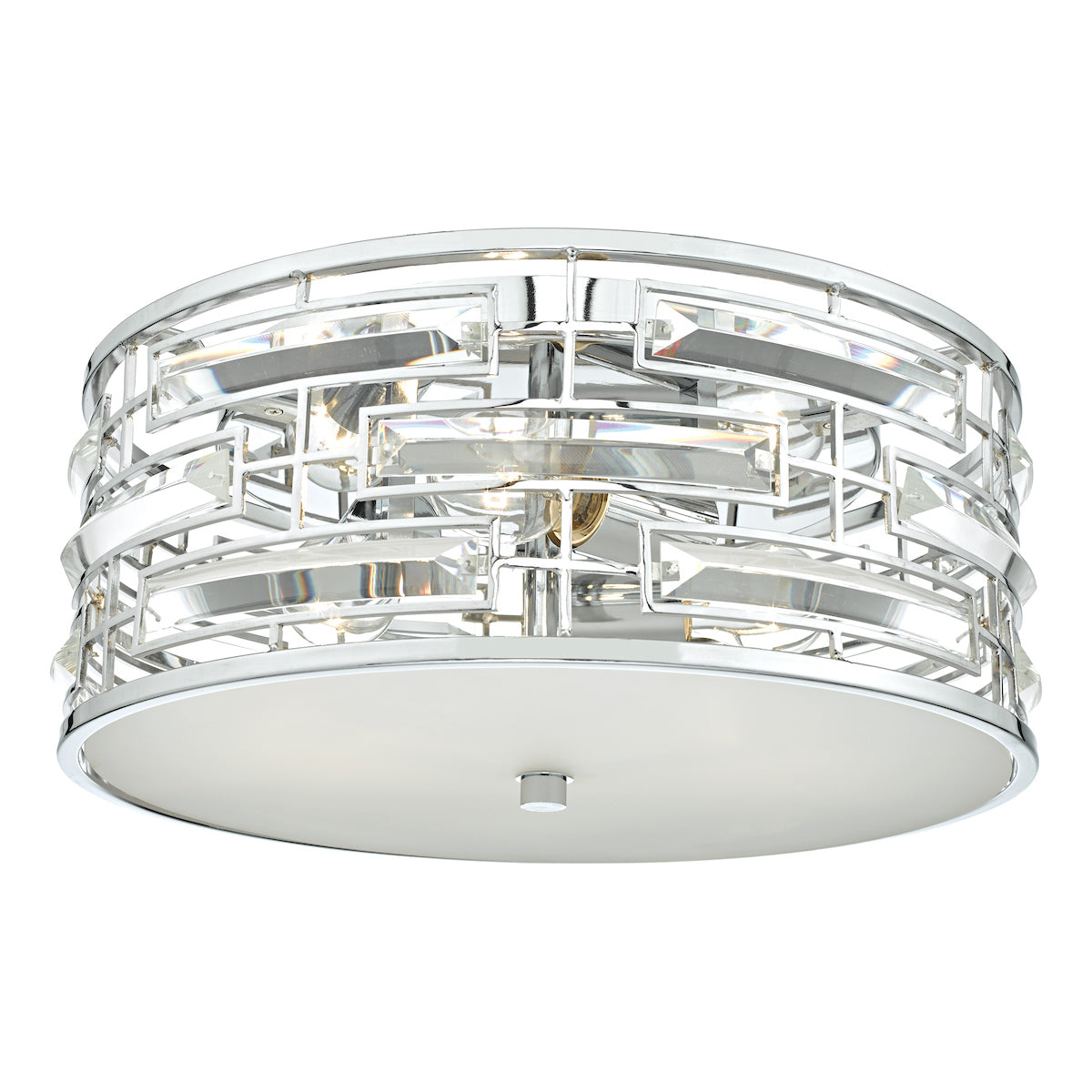 Seville 3 Light Flush Polished Chrome Crystal With Diffuser<br>Polished Chrome