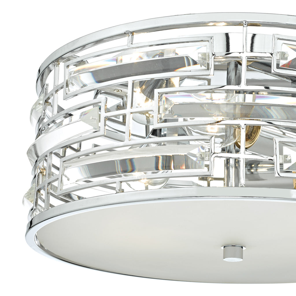 Seville 3 Light Flush Polished Chrome Crystal With Diffuser<br>Polished Chrome
