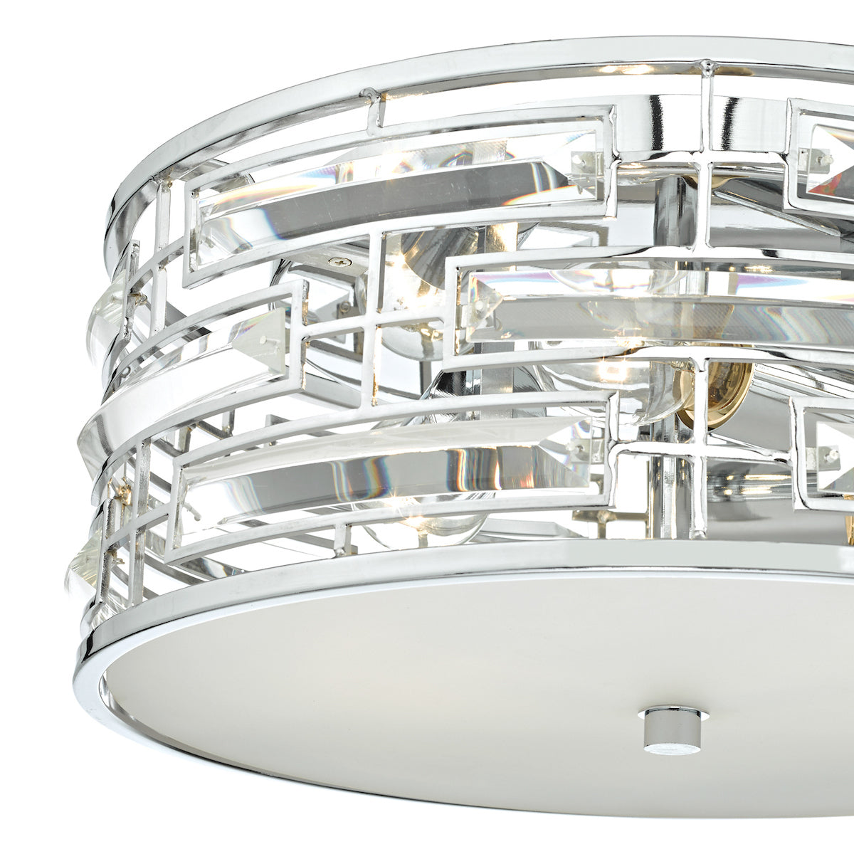 Seville 3 Light Flush Polished Chrome Crystal With Diffuser<br>Polished Chrome