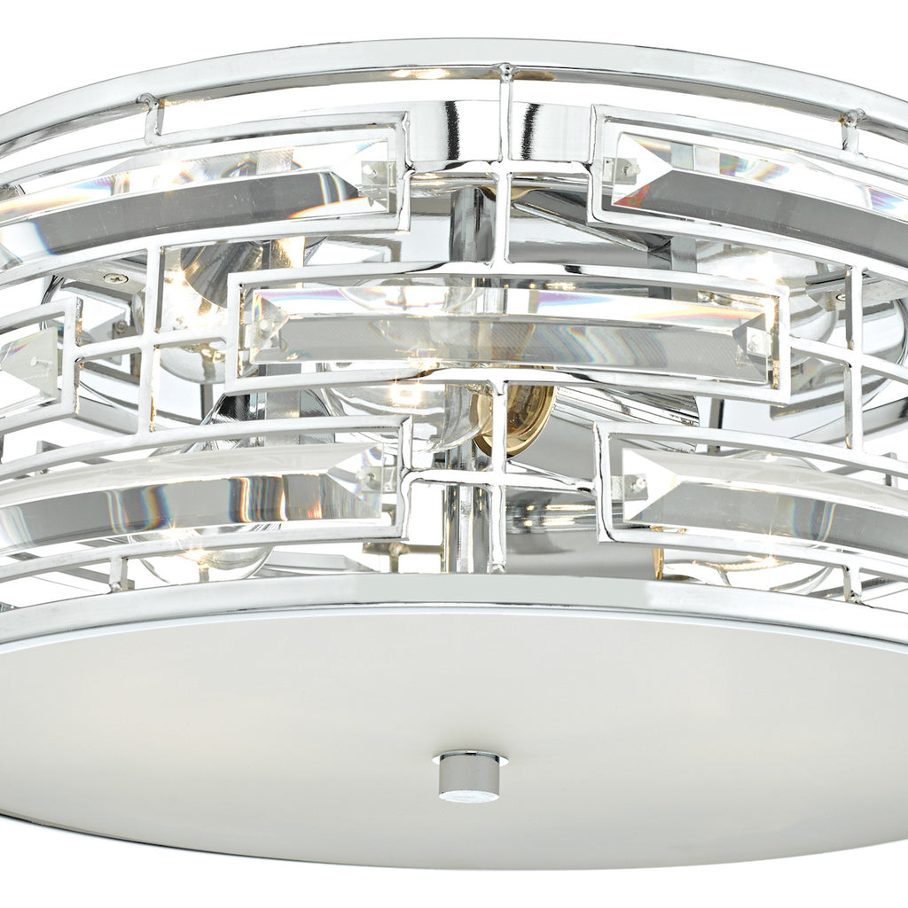 Seville 3 Light Flush Polished Chrome Crystal With Diffuser<br>Polished Chrome