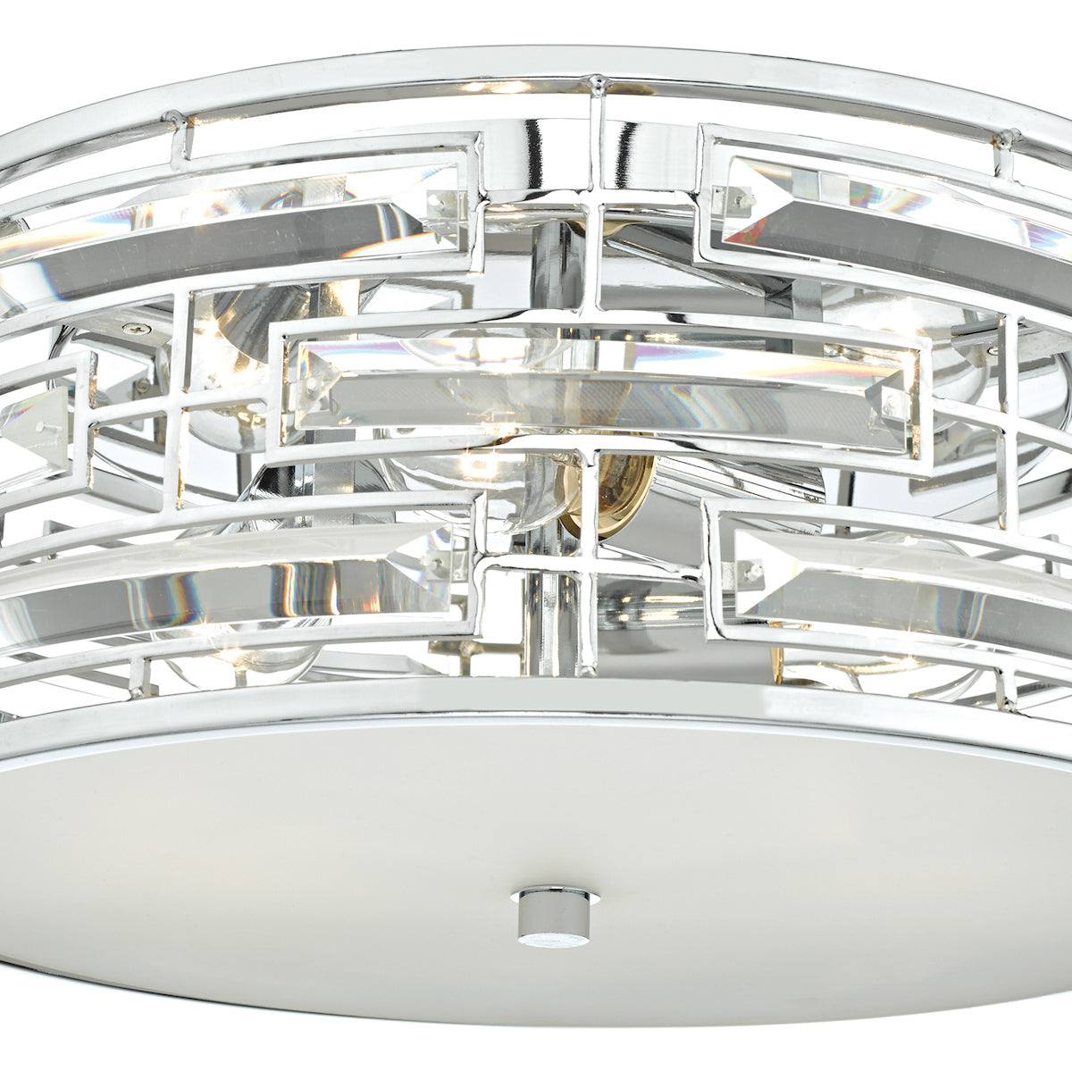 Seville 3 Light Flush Polished Chrome Crystal With Diffuser<br>Polished Chrome