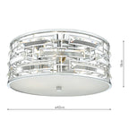 Seville 3 Light Flush Polished Chrome Crystal With Diffuser<br>Polished Chrome