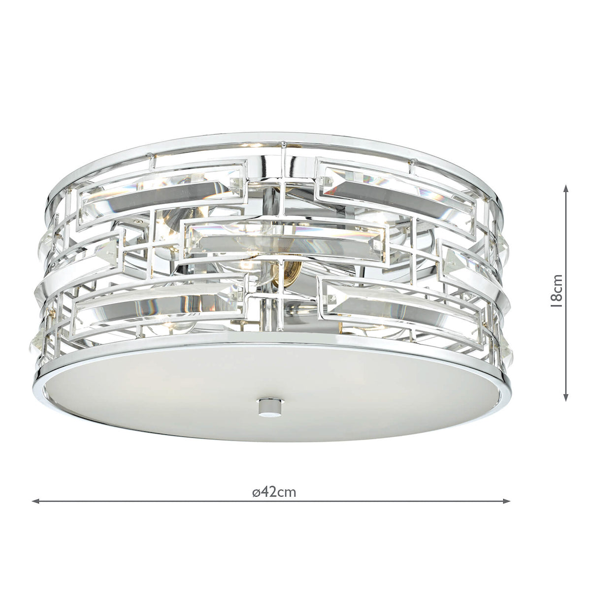 Seville 3 Light Flush Polished Chrome Crystal With Diffuser<br>Polished Chrome