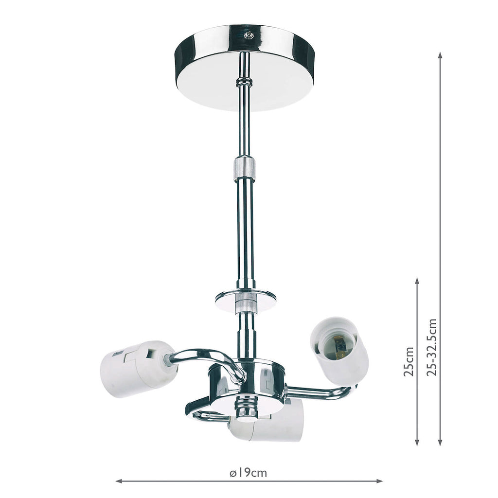 3 Light Semi Flush Suspension Polished Chrome<br>Polished Chrome