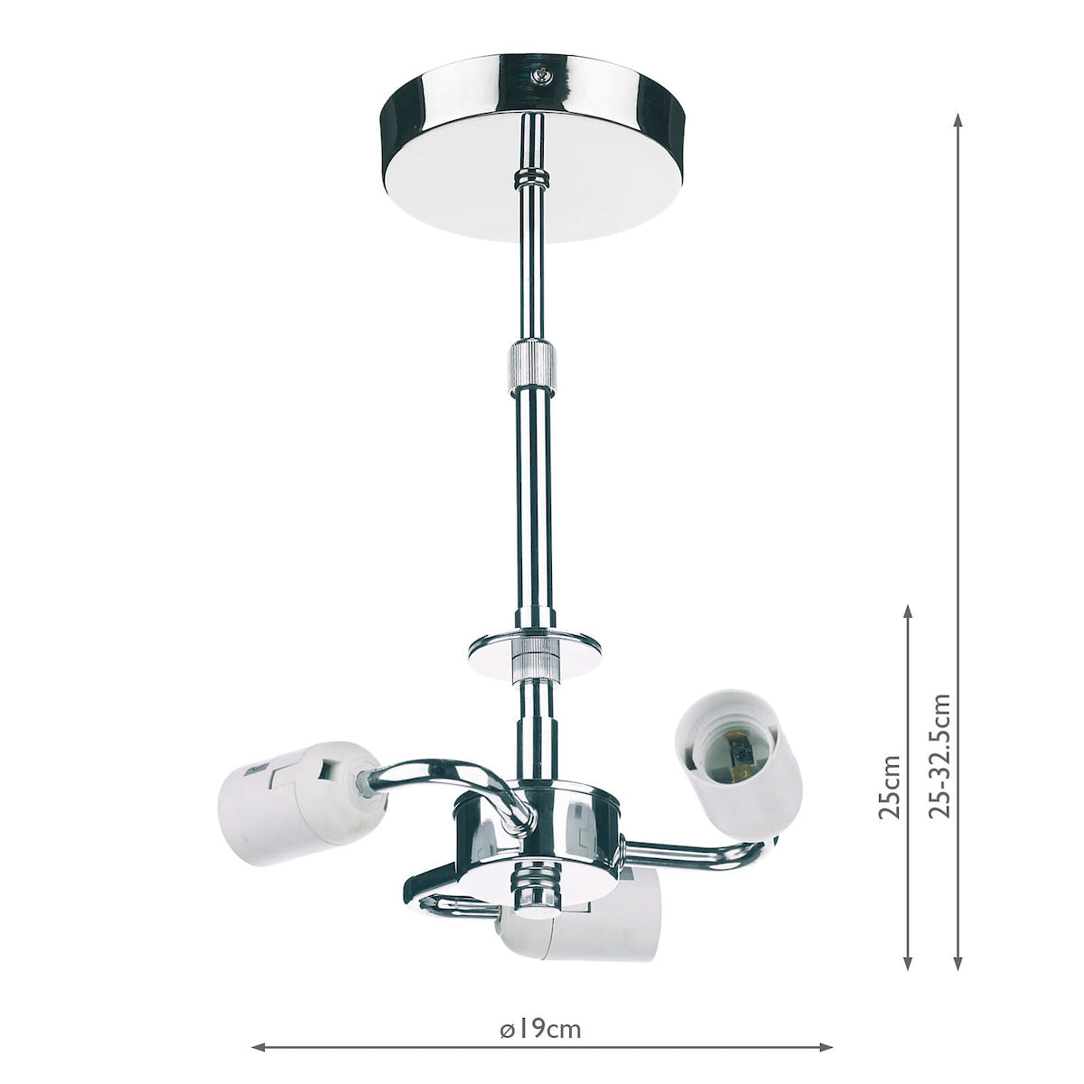 3 Light Semi Flush Suspension Polished Chrome<br>Polished Chrome