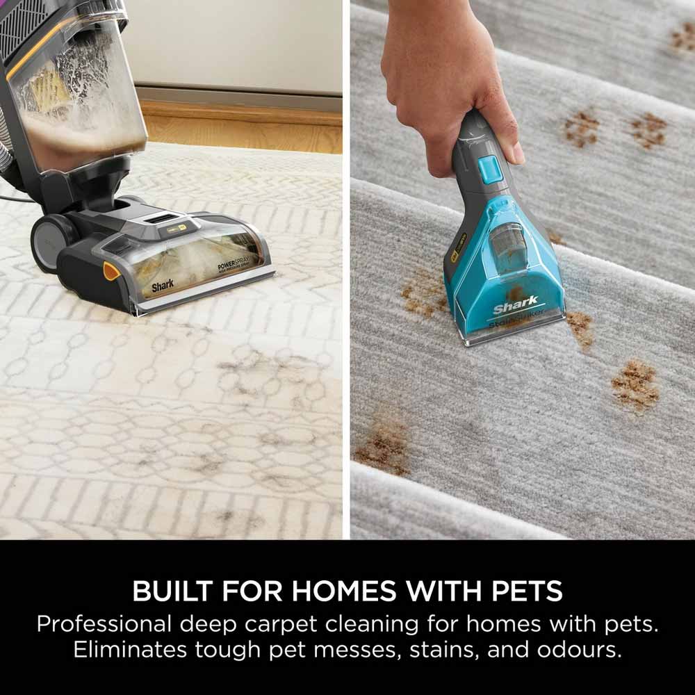 Shark EX300UK CarpetXpert Carpet Cleaner with Built-In Stain Striker - Charcoal & Fuchsia