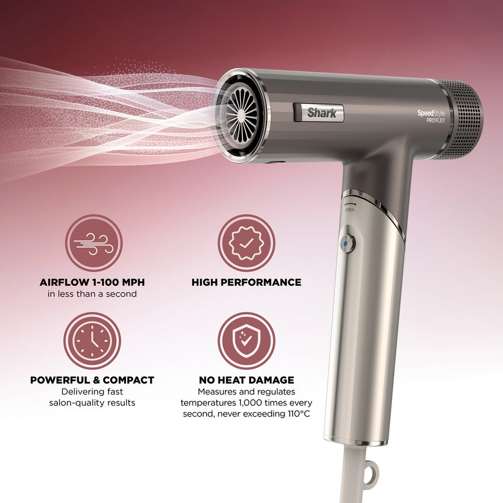 Shark HD542UK SpeedStyle Pro FLEX 4-in-1 High-Velocity Hair Dryer System - Mocha Silver