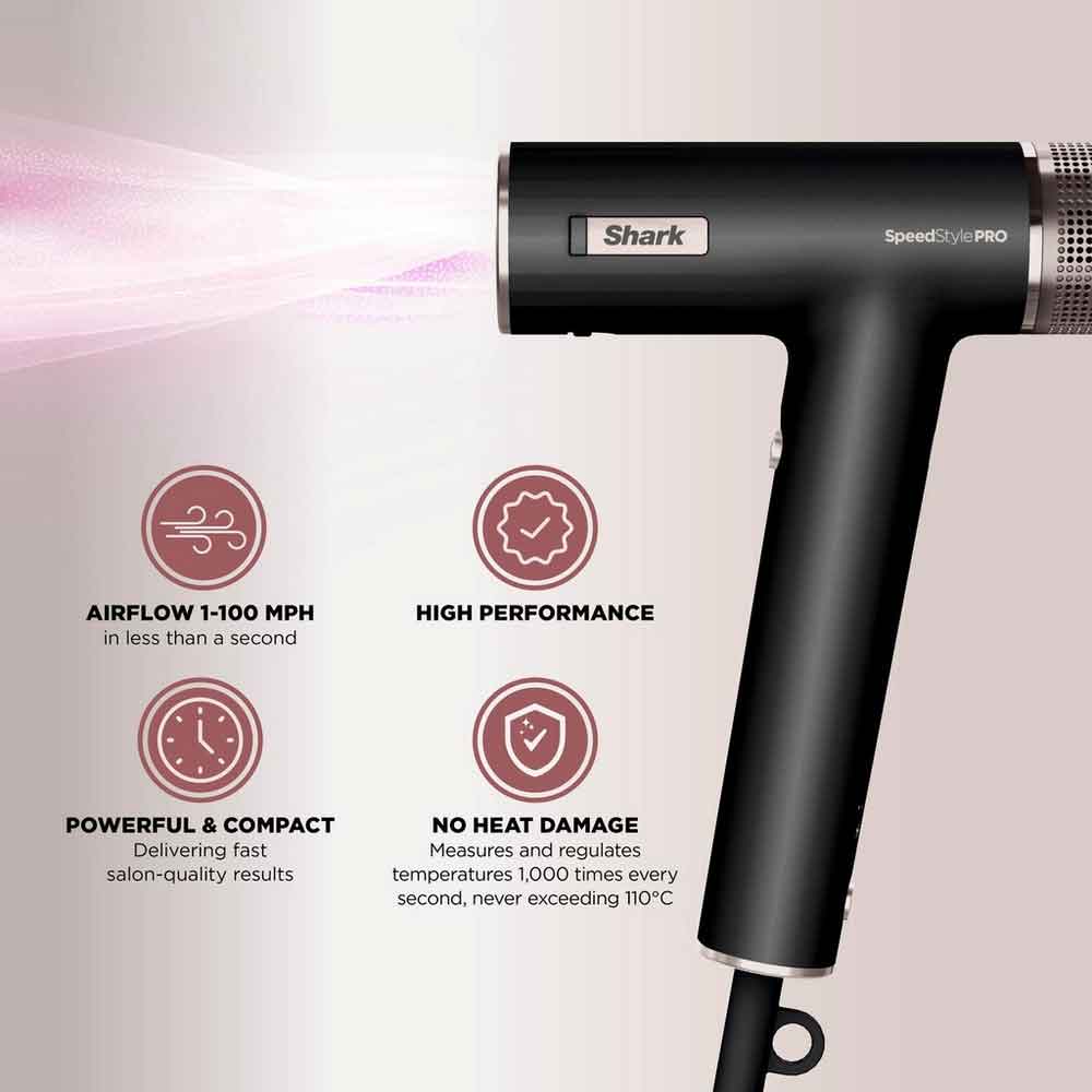 Shark HD701UK SpeedStyle Pro High-Velocity Hair Dryer - Black