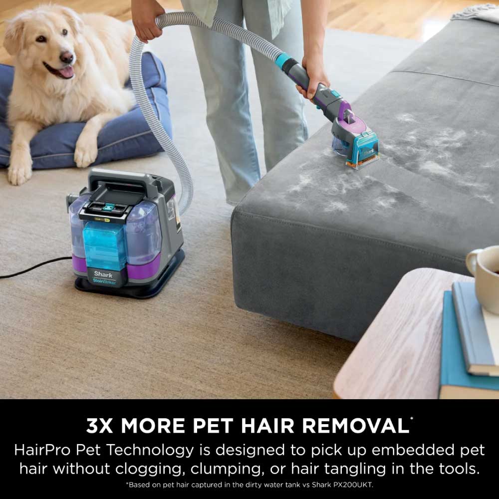 Shark PX250UKT StainStriker HairPro Pet Stain & Spot Cleaner - Dark Silver & Force Fuchsia