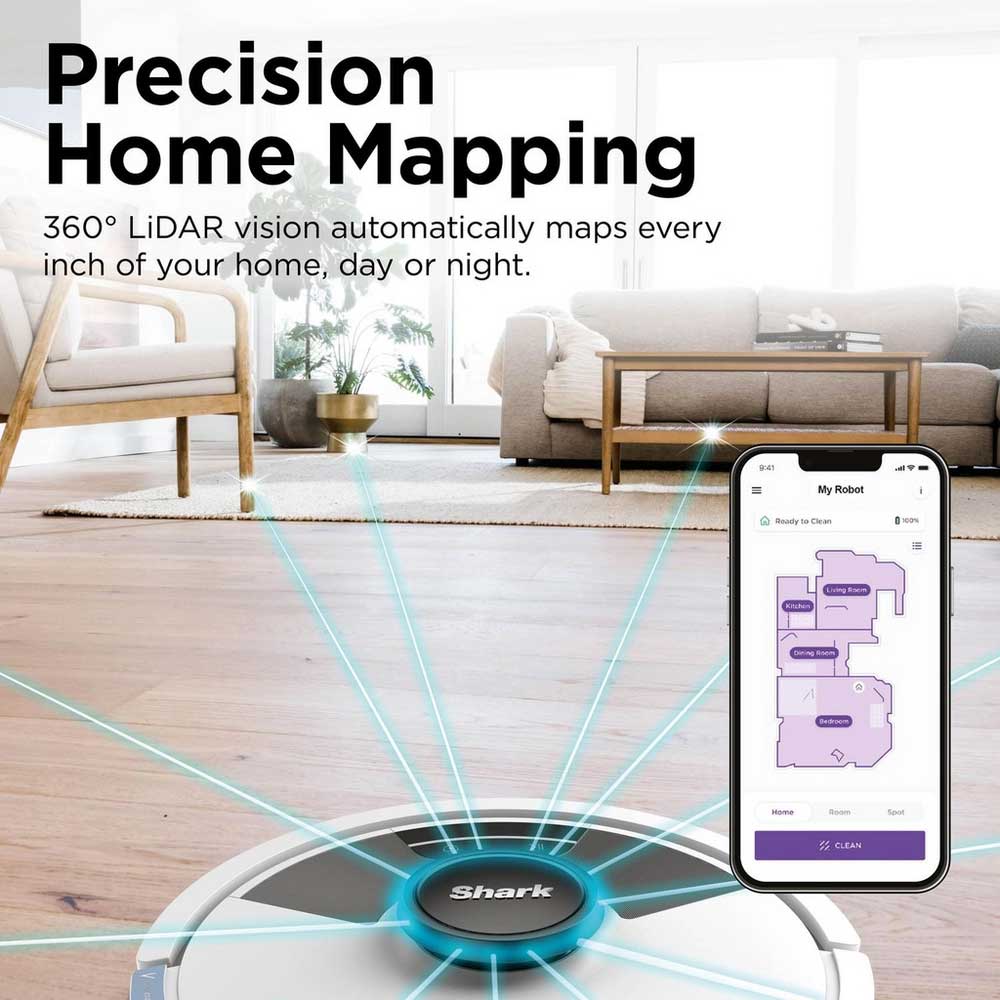 Shark RV2620WAUKWH Matrix Plus 2 in 1 Self Empty Robot Vacuum & Mop - 110 Minutes Run Time - White/Silver