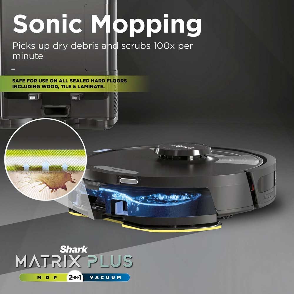 Shark RV2620WAUK Matrix Plus 2 in 1 Self Empty Robot Vacuum & Mop - 110 Minutes Run Time - Black
