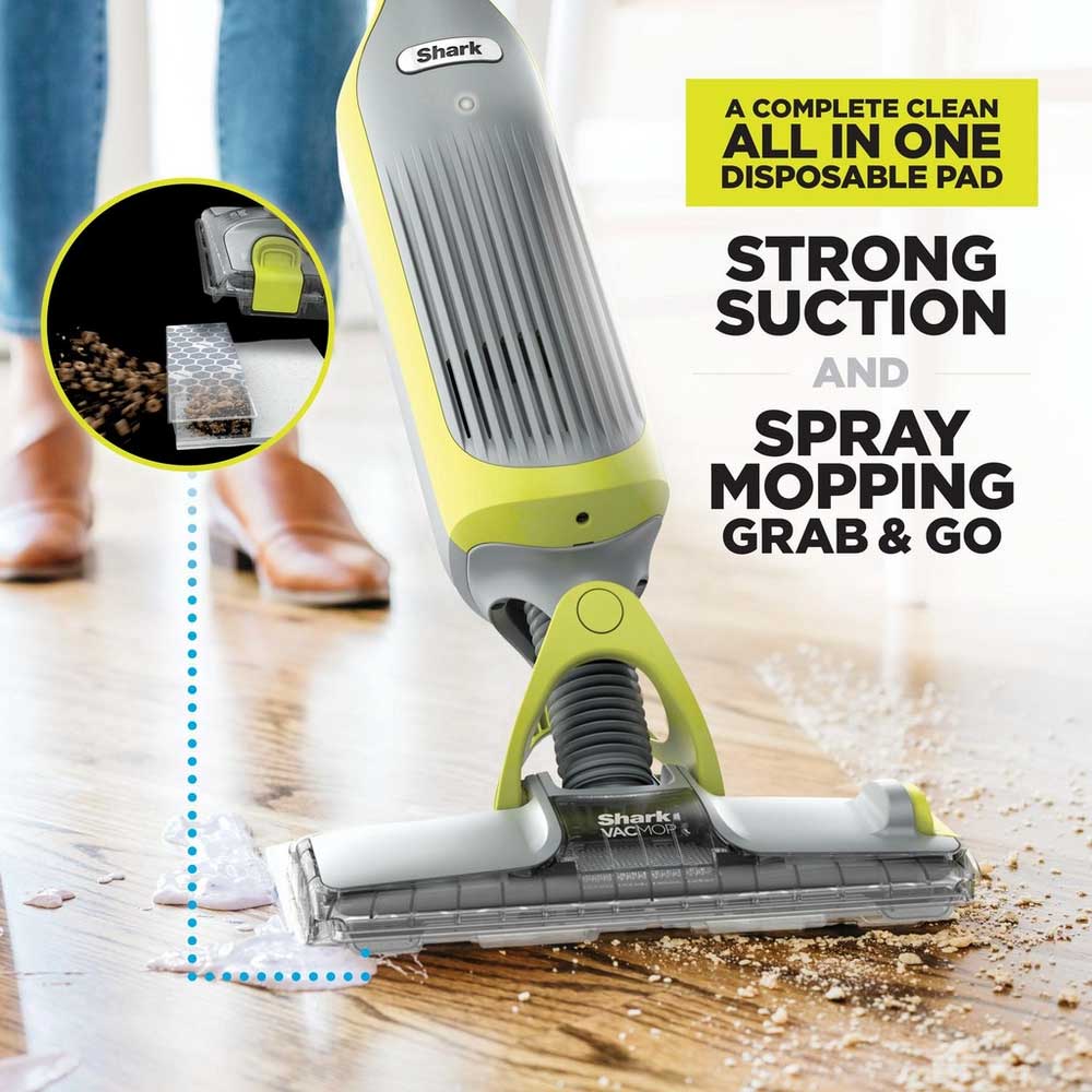 Shark VM200UK VacMop Cordless 2-in-1 with Targeted Spray - 9 Min Run Time - Charcoal Grey