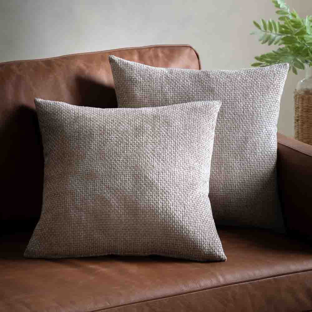 Basketweave Chenille Cushion Cream (2 Pack) - Poly Filled