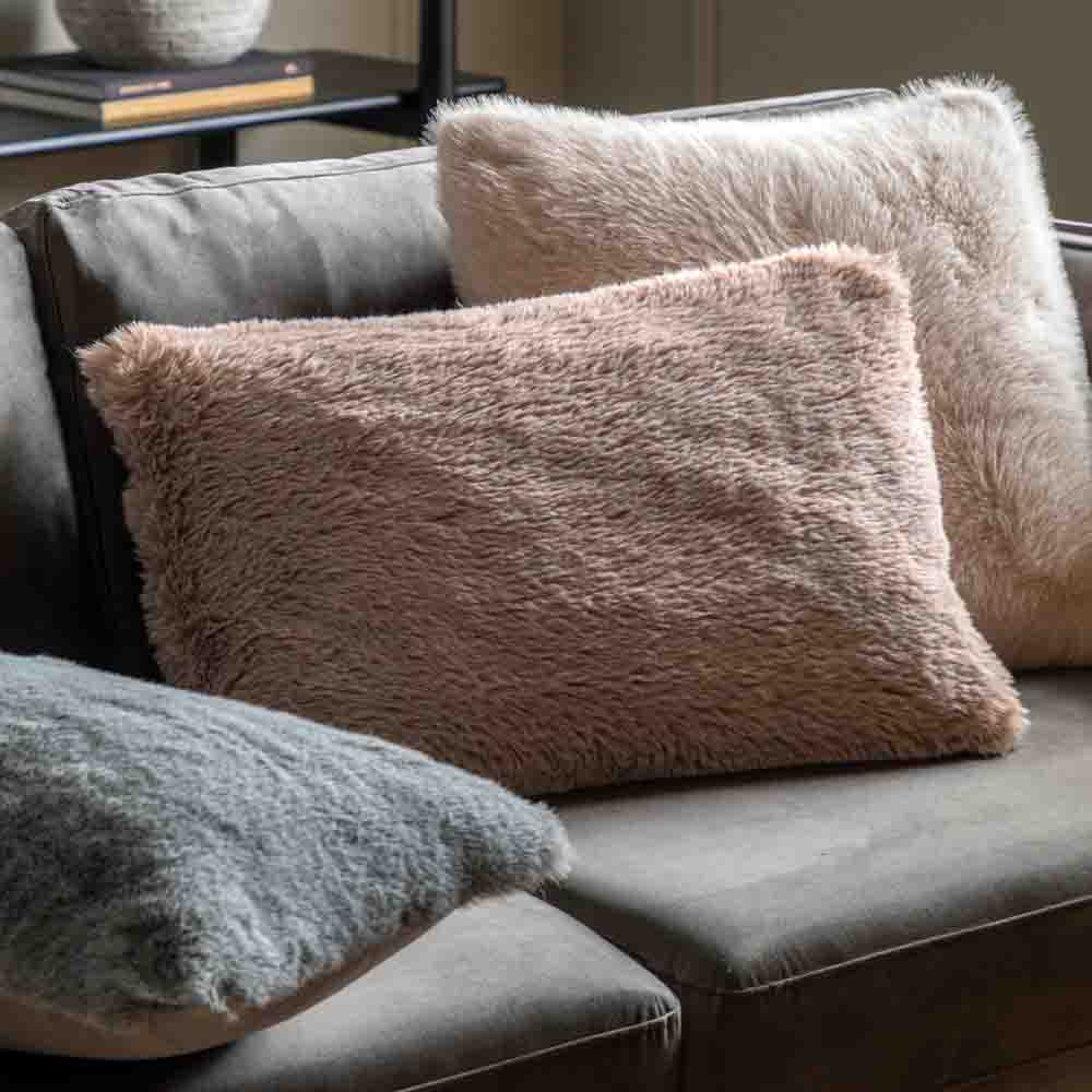 Juniper Faux Fur Cushion Mauve - Feather Filled