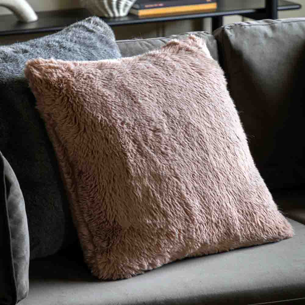 Juniper Faux Fur Cushion Mauve - Feather Filled