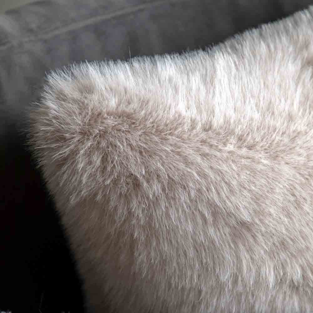 Maple Faux Fur Cushion Oatmeal - Feather Filled