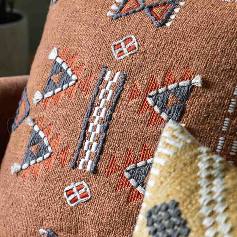 Arlo Embellished Cushion Brown - Feather Filled