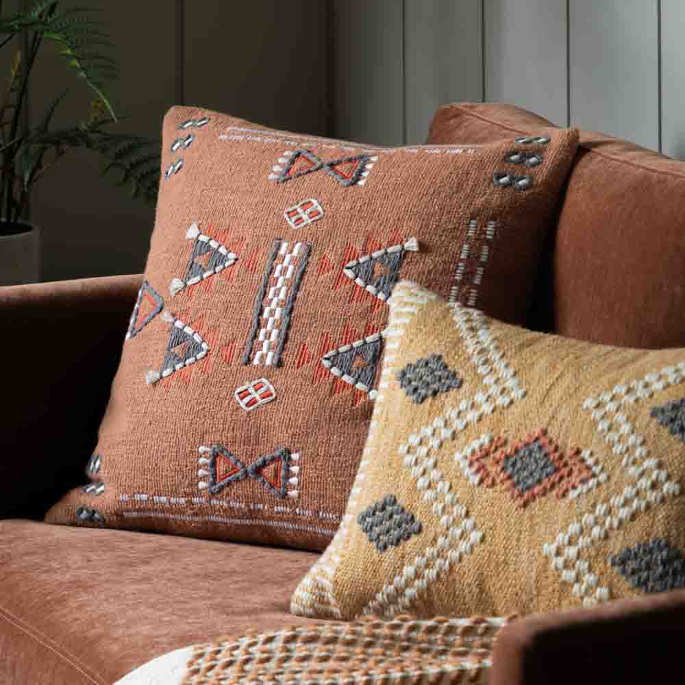 Arlo Embellished Cushion Brown - Feather Filled