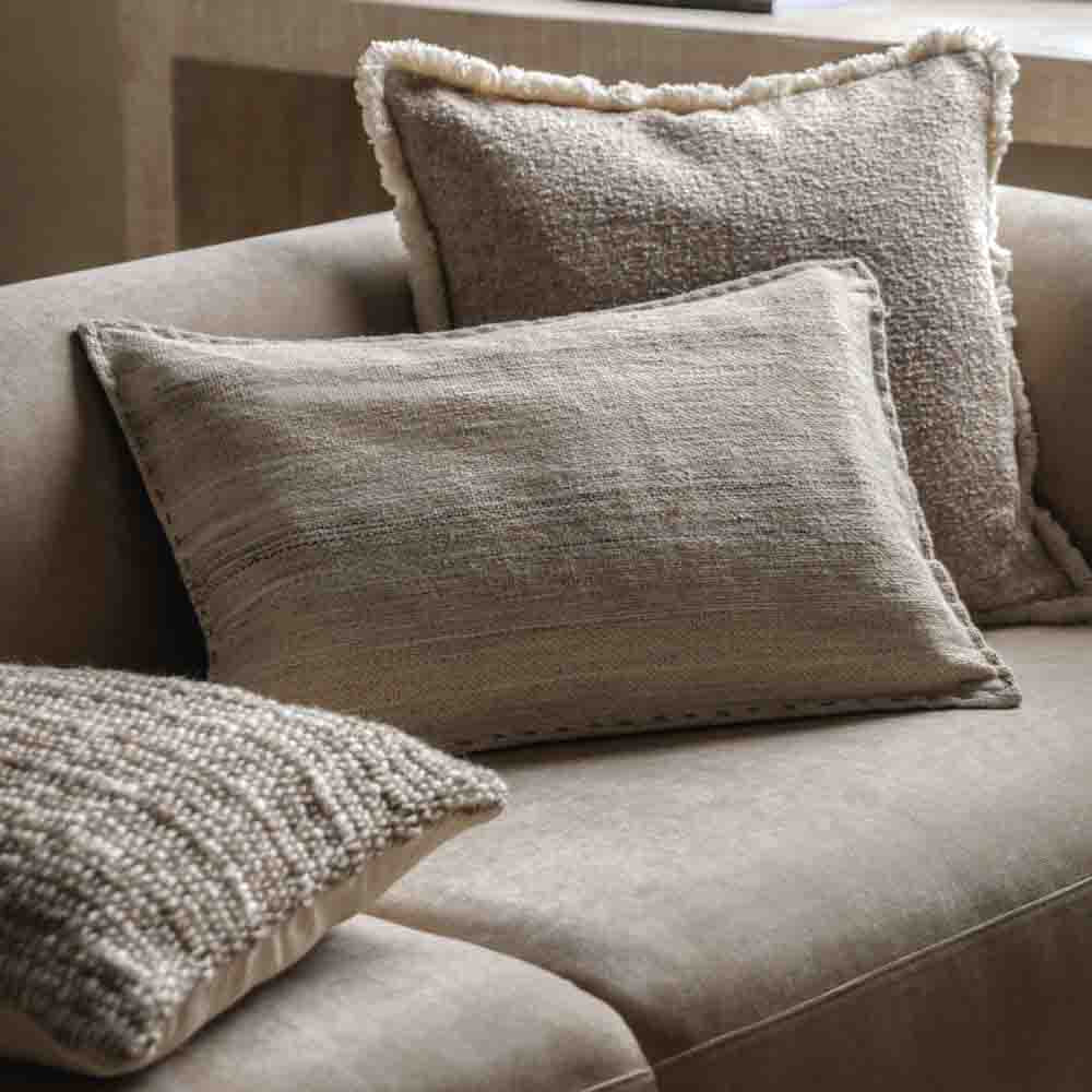 Cardinham Stitched Cushion Ecru - Poly Filled