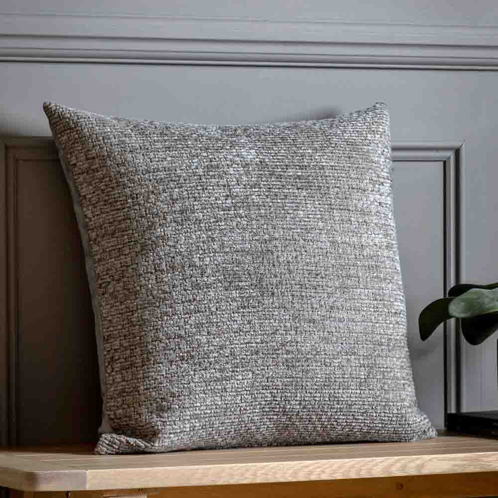 Chenille Cushion Grey - Poly Filled