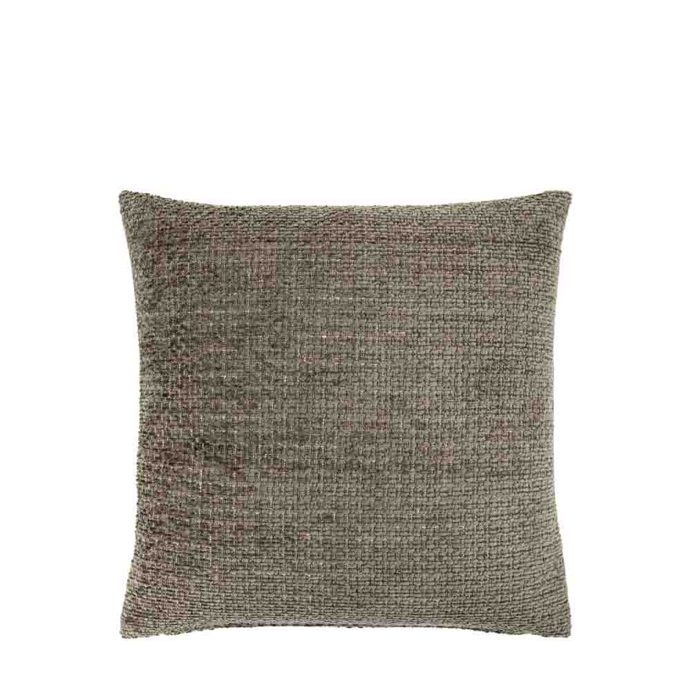 Chenille Cushion Olive - Poly Filled
