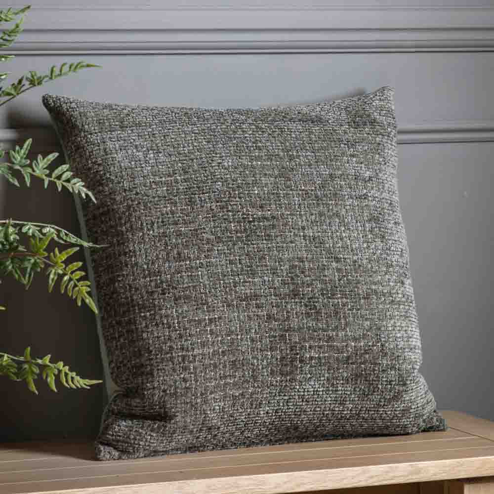 Chenille Cushion Olive - Poly Filled