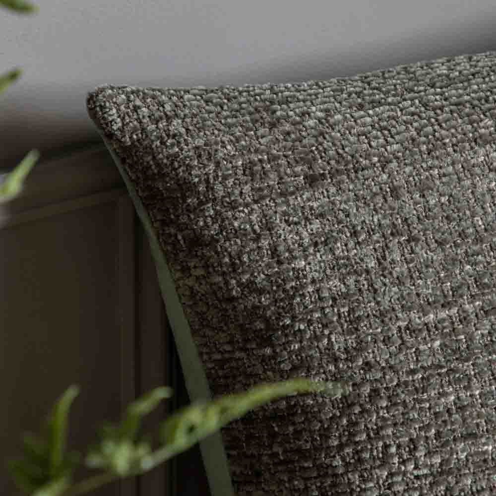 Chenille Cushion Olive - Poly Filled