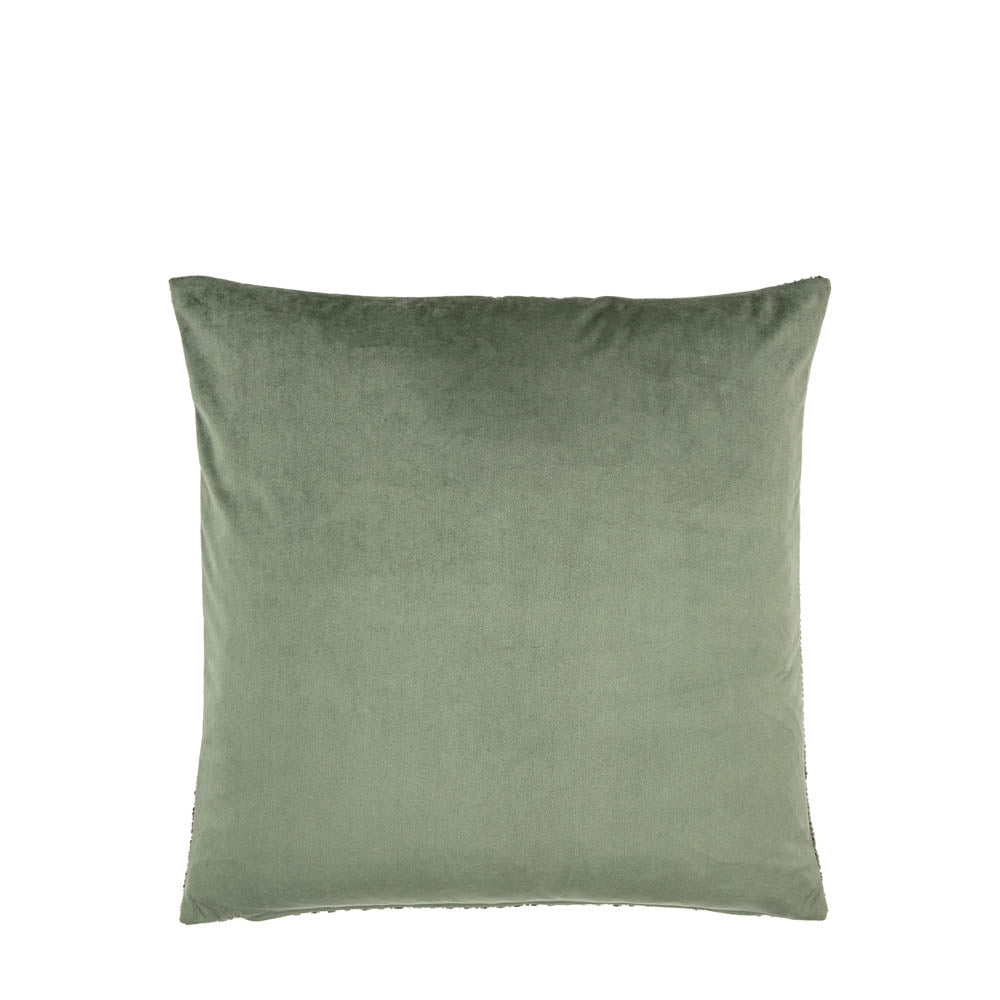 Chenille Cushion Olive - Poly Filled