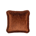 Cut Velvet Fringe Cushion Terracotta - Poly Filled