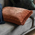 Cut Velvet Fringe Cushion Terracotta - Poly Filled
