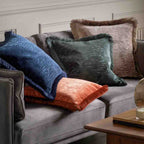 Cut Velvet Fringe Cushion Silver - Poly Filled