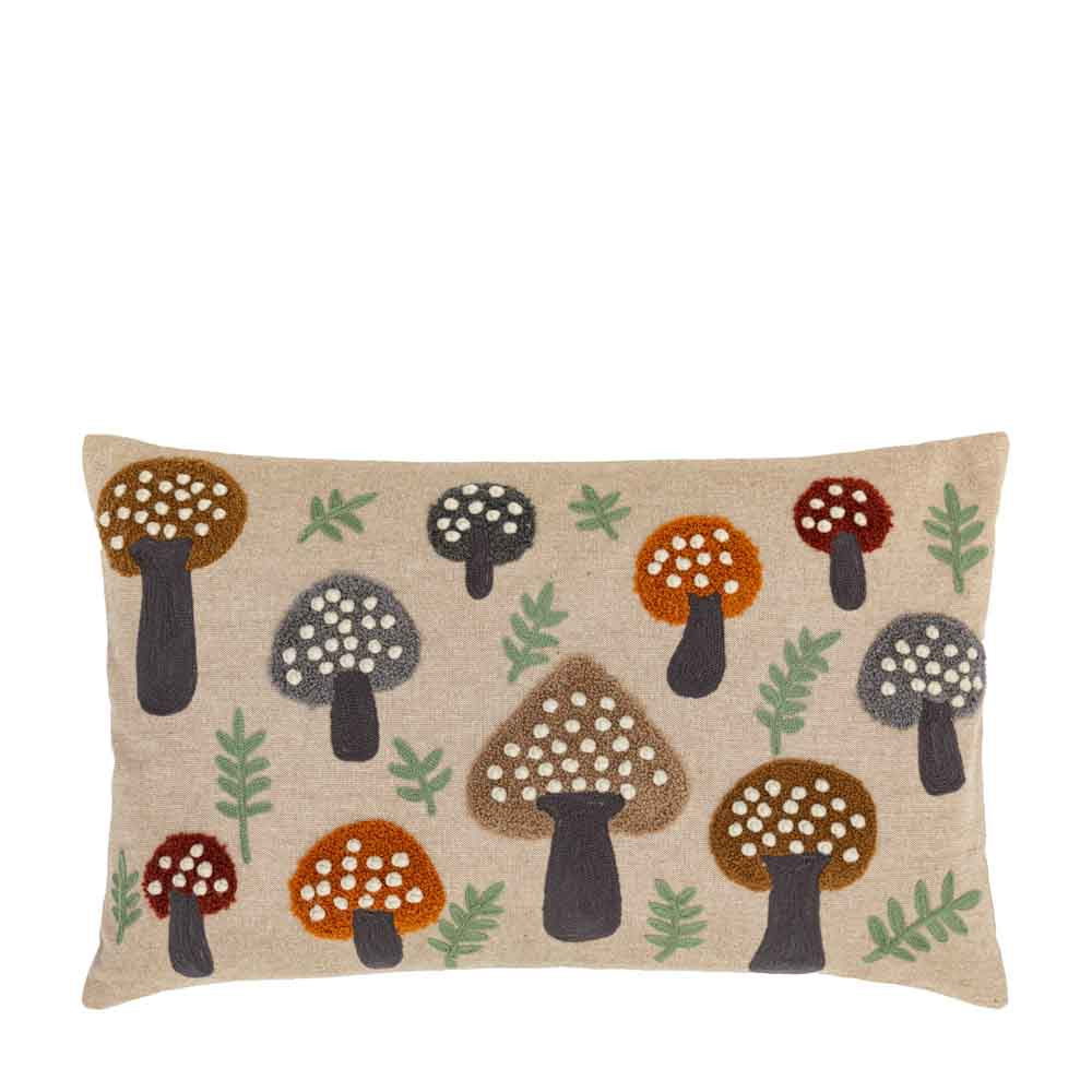 Embroided Mushroom Cushion - Poly Filled