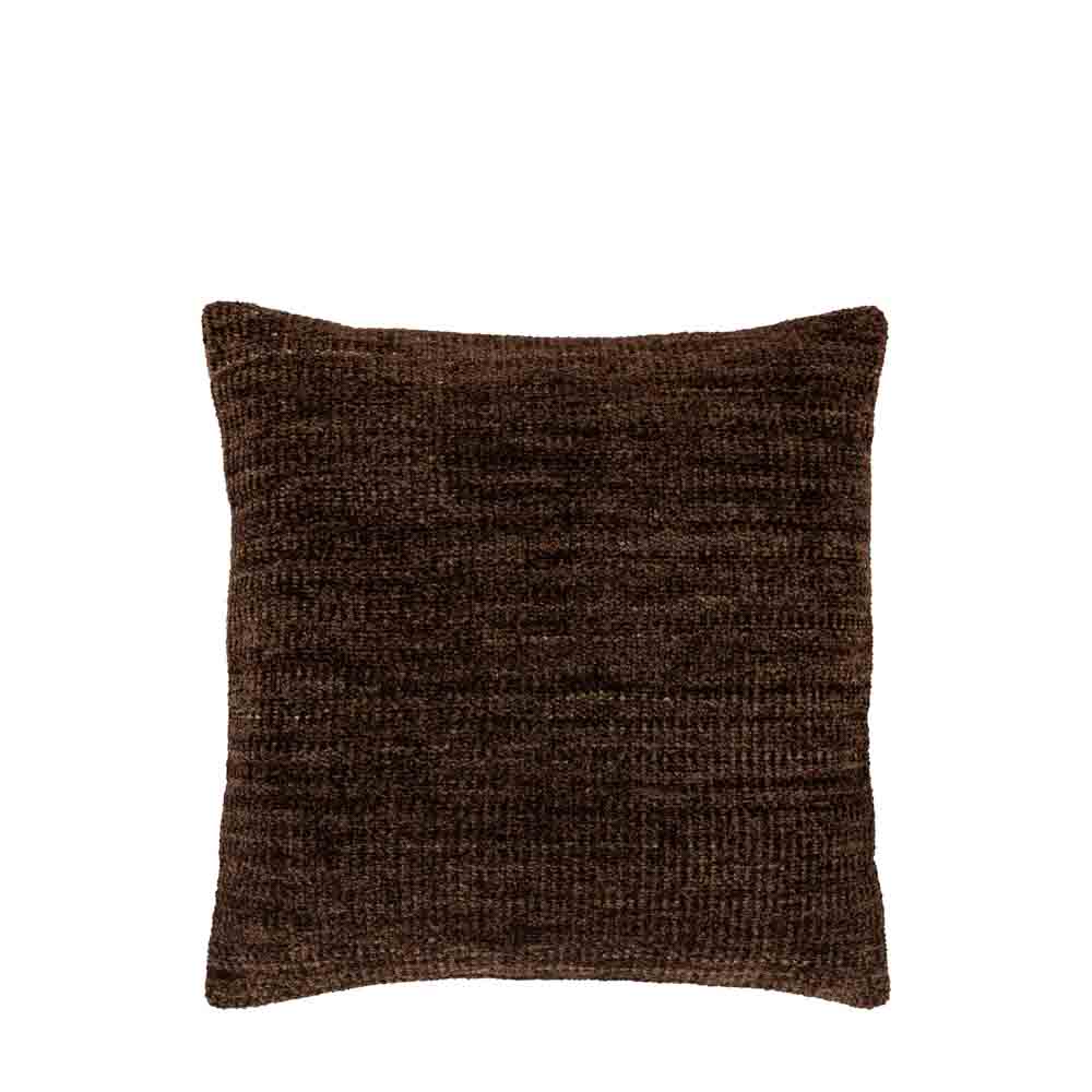 Kendal Chenille Cushion Brown - Feather Filled