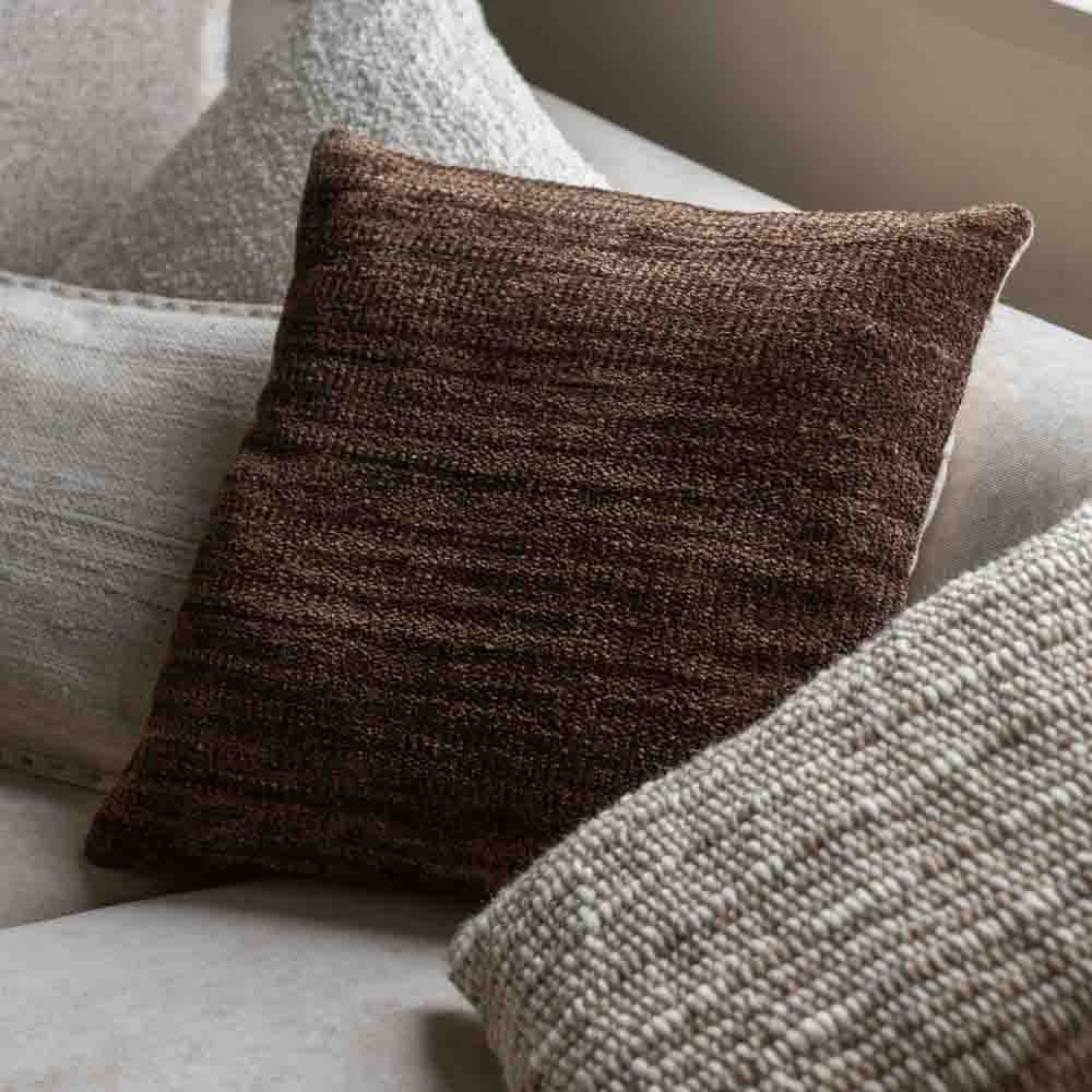 Kendal Chenille Cushion Brown - Feather Filled