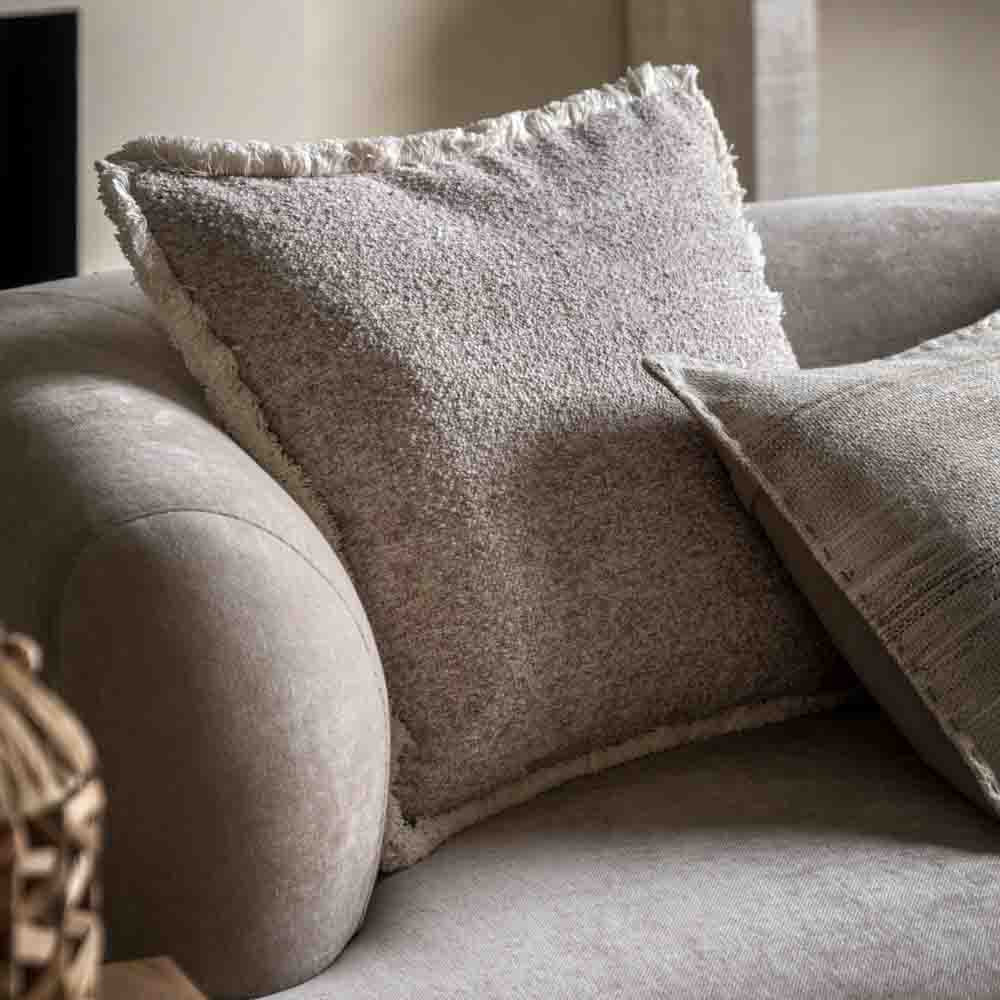 Woodleigh Fringe Cushion Stone - Feather Filled