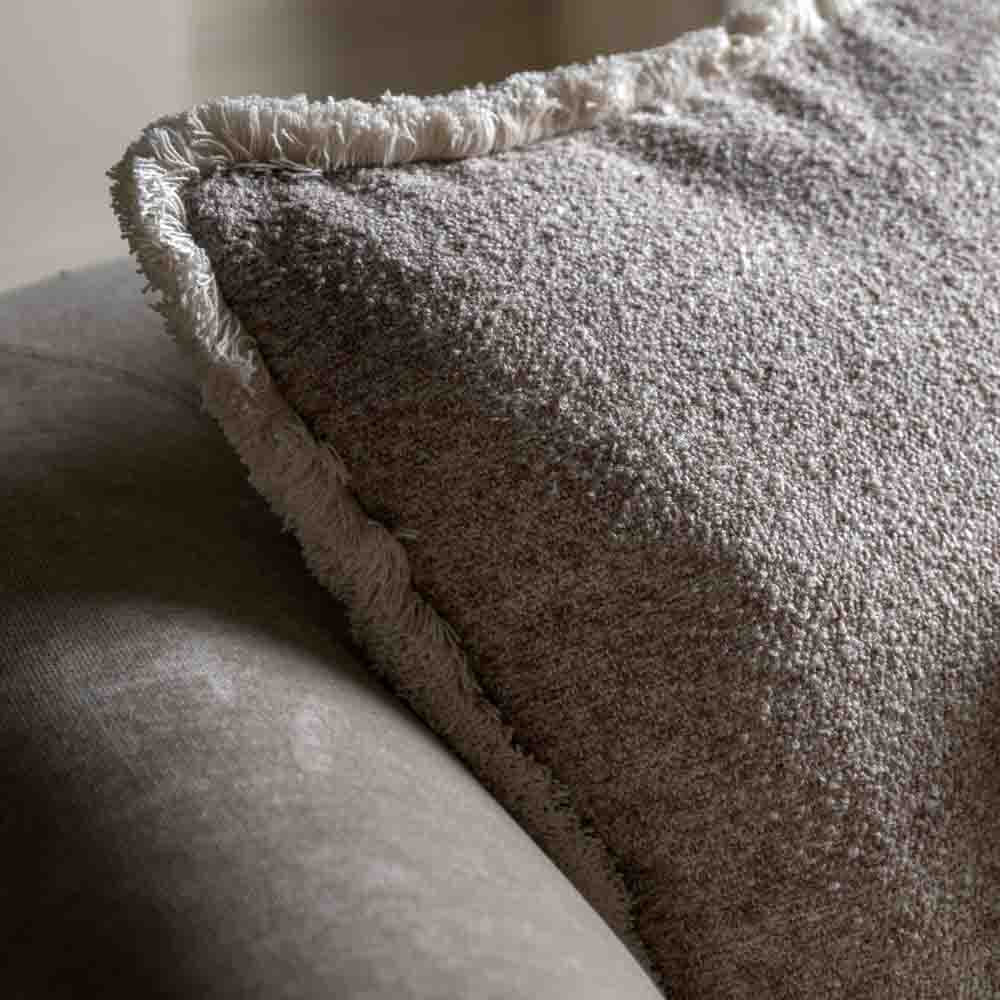 Woodleigh Fringe Cushion Stone - Feather Filled