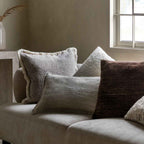 Woodleigh Fringe Cushion Stone - Feather Filled