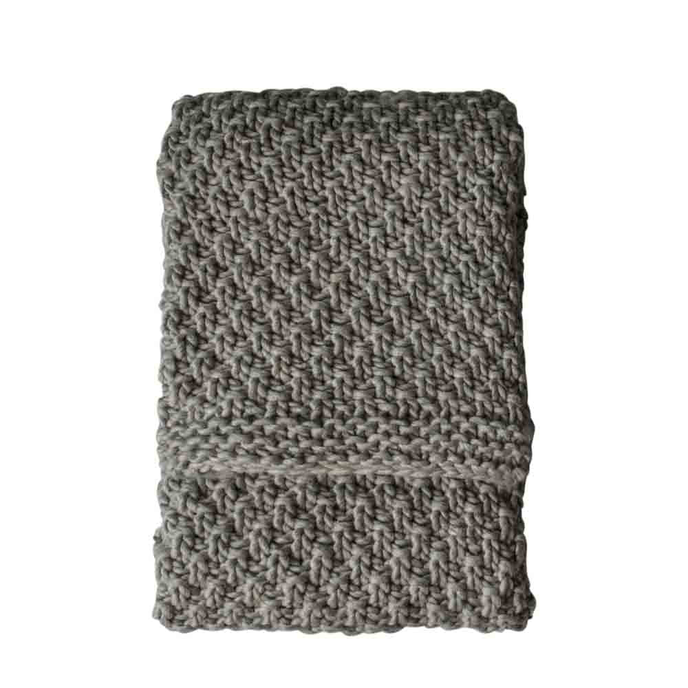 Moss Chunky Knitted Throw Grey