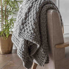 Moss Chunky Knitted Throw Grey