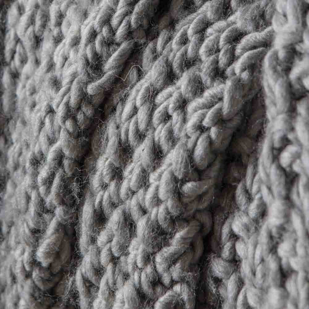 Moss Chunky Knitted Throw Grey