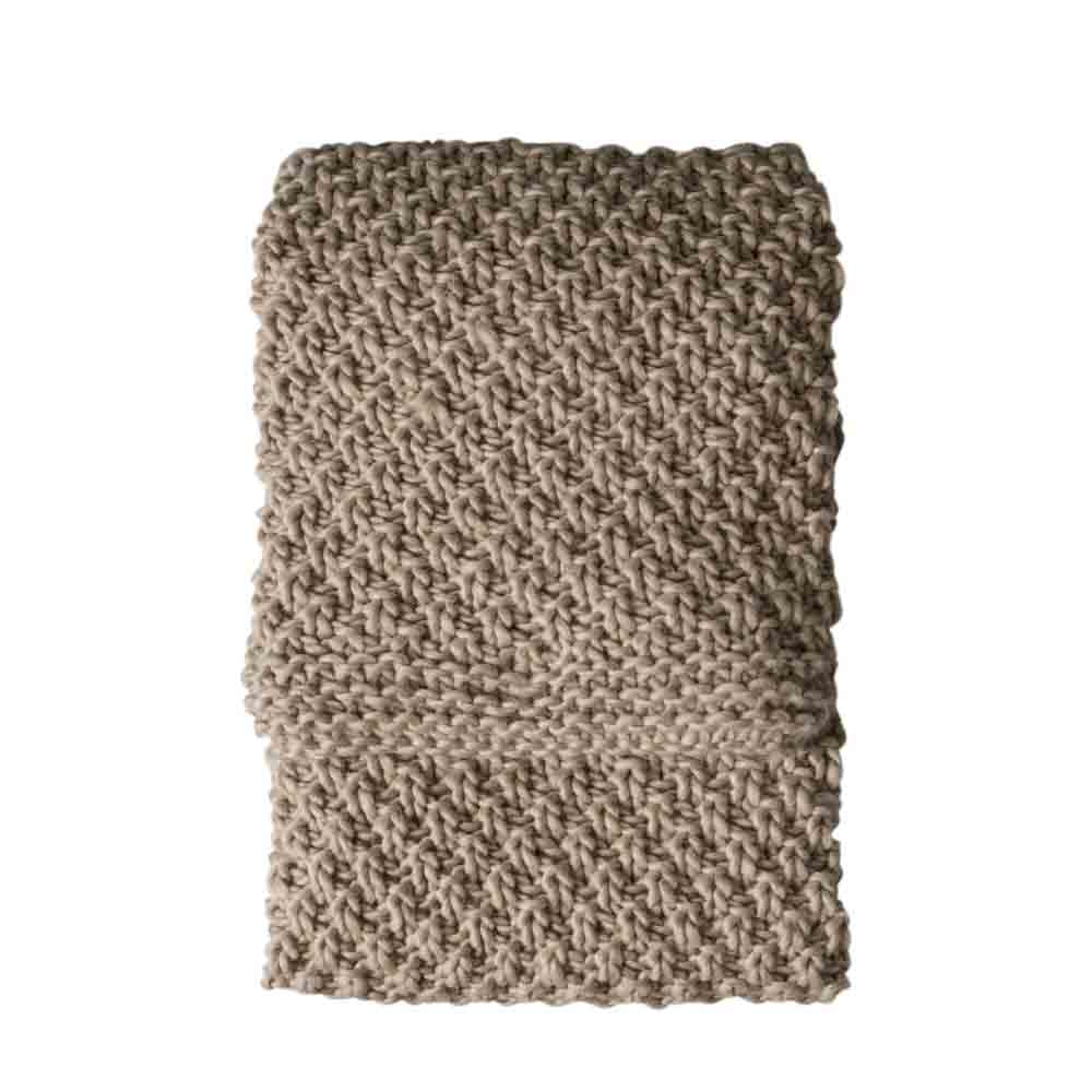 Moss Chunky Knitted Throw Oatmeal
