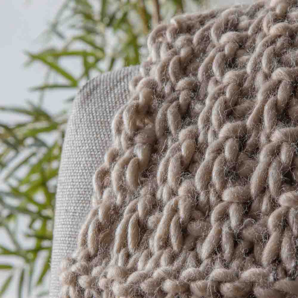 Moss Chunky Knitted Throw Oatmeal