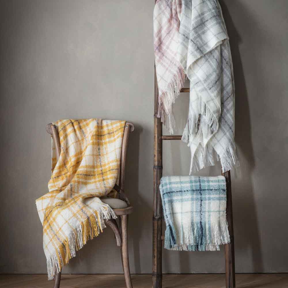 Check Faux Mohair Throw Grey