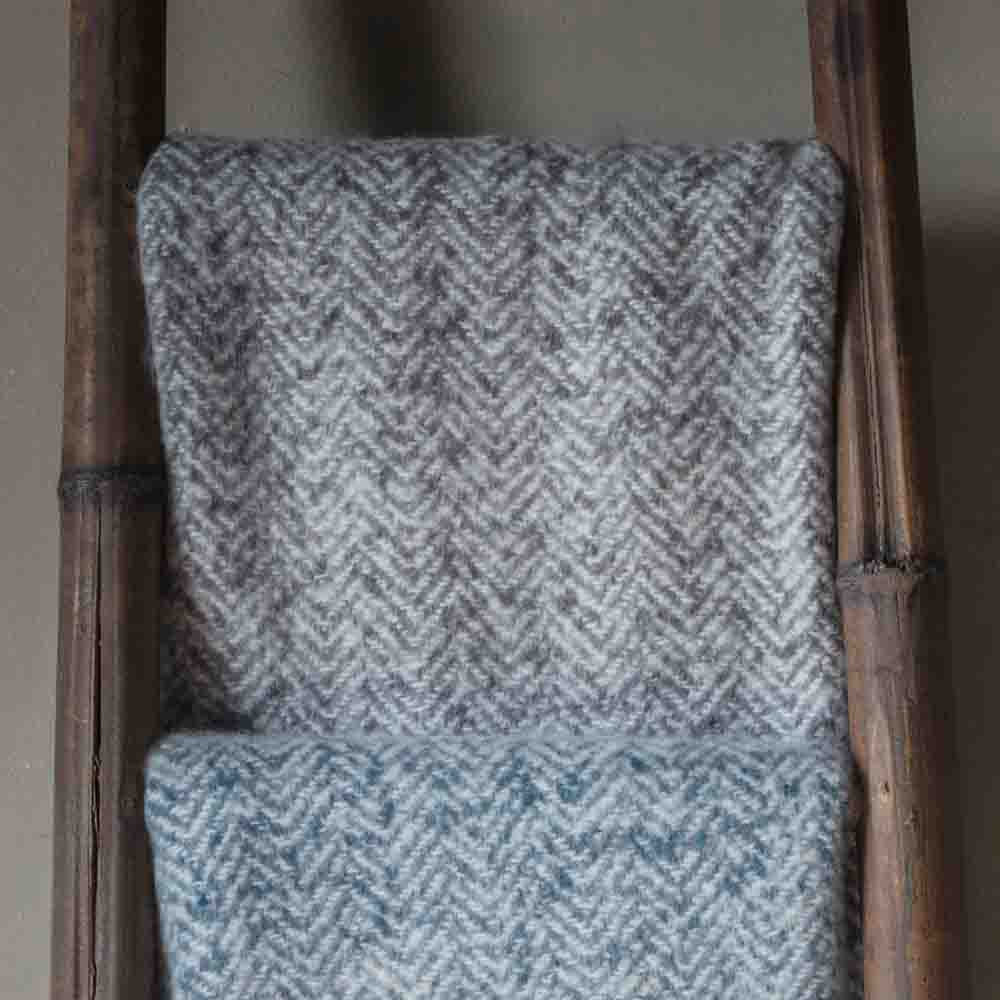 Herringbone Faux Mohair Throw Grey