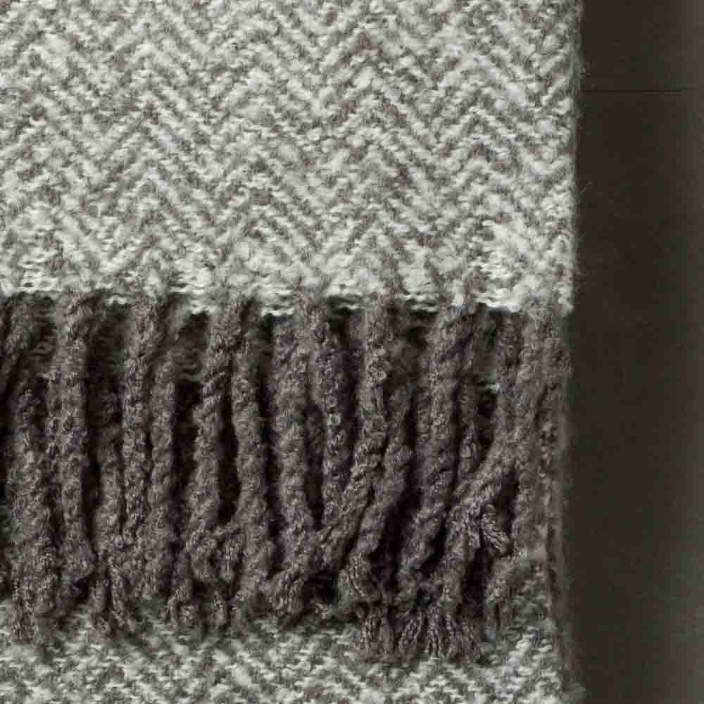 Herringbone Faux Mohair Throw Grey